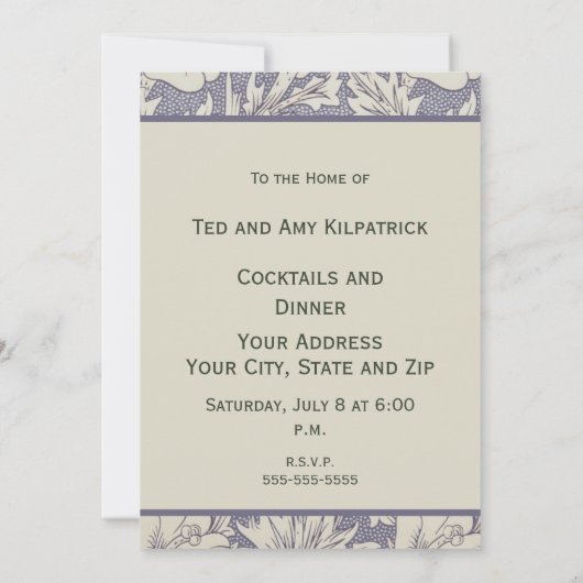 William Morris Horn Poppy Classic Floral Kaart (Achterkant)