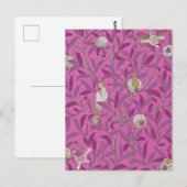 William Morris, Hot Pink Birds en Pommegrenates Briefkaart (Voorkant / Achterkant)