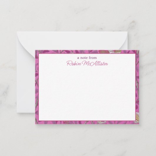 William Morris, Hot Pink Birds en Pommegrenates Notitiekaartje (Voorkant)