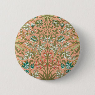 William Morris Hyacint Bloem Roos Kunst Ronde Button 5,7 Cm