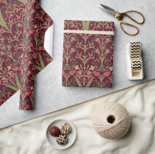 William Morris Hyacint Bloemendecor bordeauxrood P Cadeaupapier