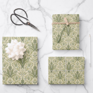 William Morris Hyacint Bloemmotief saliegroen Patr Inpakpapier Vel