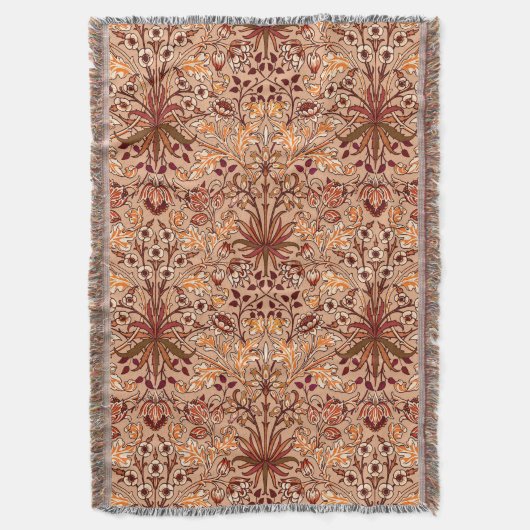 William Morris Hyacint Print, Bruin en Beige Deken (Voorkant Verticaal)