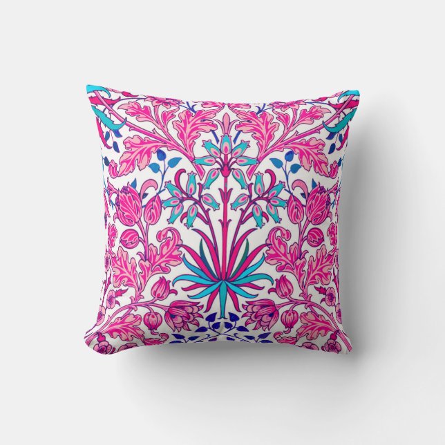 William Morris Hyacint Print, Fuchsia Roze Kussen (Voorkant)