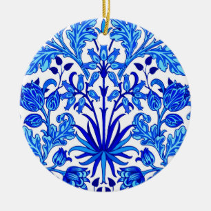 William Morris Hyacint Print, Kobaltblauw & Wit Keramisch Ornament