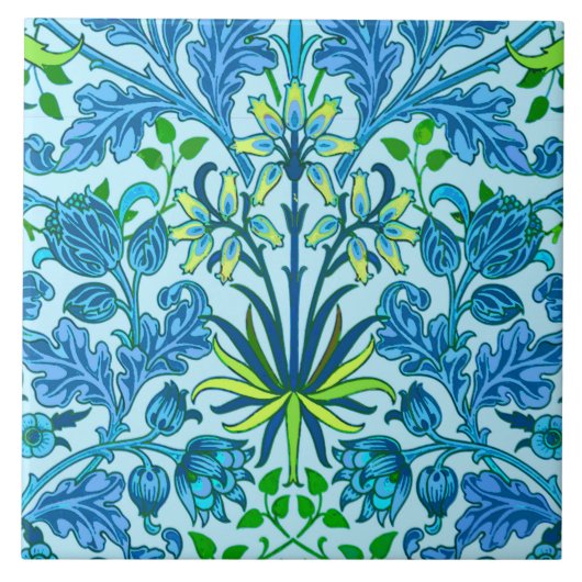 William Morris Hyacint Print, Sky Blue Tegeltje (Voorkant)