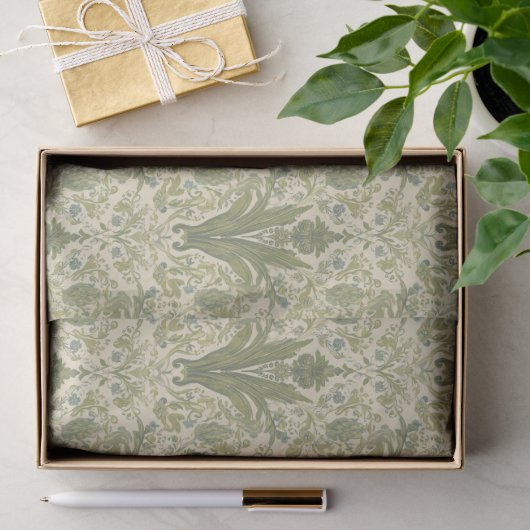William Morris Hyacinth Bloem sagegroen Patroon  Tissuepapier (Geschenk)