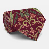 William Morris Hyacinth bordeauxrood bloemmotief Stropdas (Opgerold)