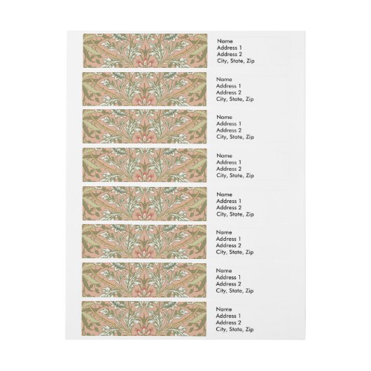 William Morris Hyacinth Flower Roos Art Adreslabel Wikkel (Vel)