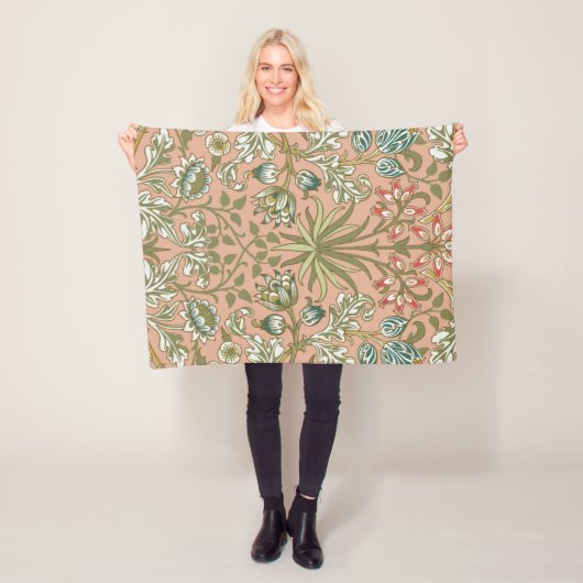 William Morris Hyacinth Flower Roos Art Fleece Deken (In situ)