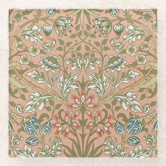 William Morris Hyacinth Flower Roos Art Glazen Onderzetter (Voorkant)