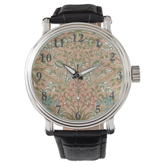 William Morris Hyacinth Flower Roos Art Horloge (Voorkant)