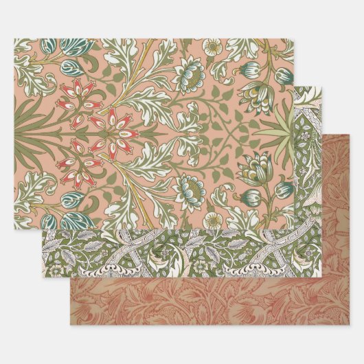 William Morris Hyacinth Flower Roos Art Inpakpapier Vel (Set)