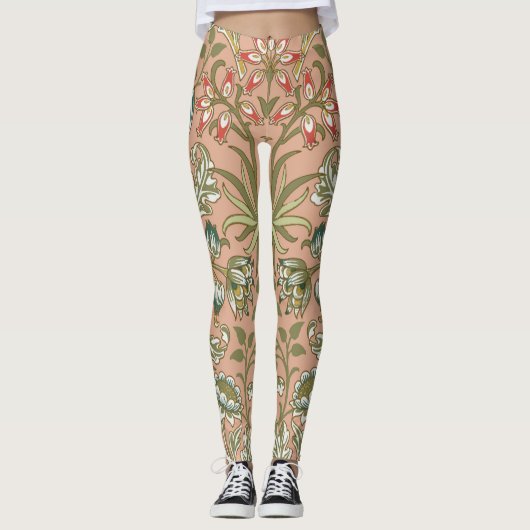 William Morris Hyacinth Flower Roos Art Leggings (Voorkant)