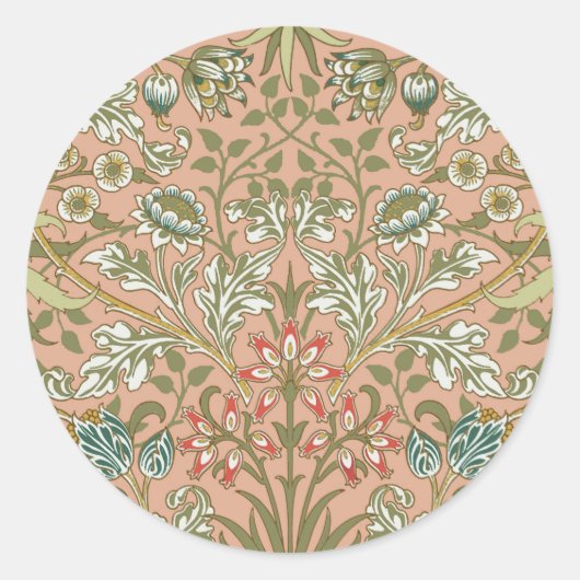 William Morris Hyacinth Flower Roos Art Ronde Sticker (Voorkant)