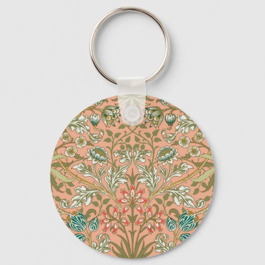 William Morris Hyacinth Flower Roos Art Sleutelhanger (Voorkant)