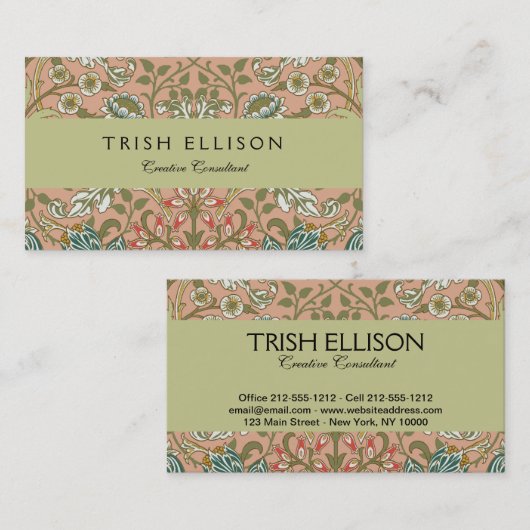 William Morris Hyacinth Flower Roos Art Visitekaartje (Voorkant / Achterkant)