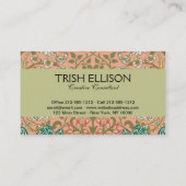 William Morris Hyacinth Flower Roos Art Visitekaartje (Achterkant)