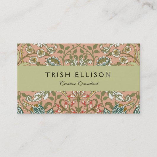 William Morris Hyacinth Flower Roos Art Visitekaartje (Voorkant)