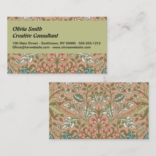 William Morris Hyacinth Flower Roos Art Visitekaartje (Voorkant / Achterkant)