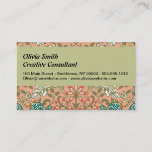 William Morris Hyacinth Patroon Stof Roze Visitekaartje