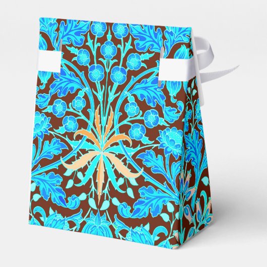 William Morris Hyacinth Print, Aqua en Brown Bedankdoosjes (Achterkant)