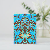 William Morris Hyacinth Print, Aqua en Brown Briefkaart (Staand voorkant)