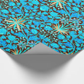 William Morris Hyacinth Print, Aqua en Brown Cadeaupapier (Hoek)