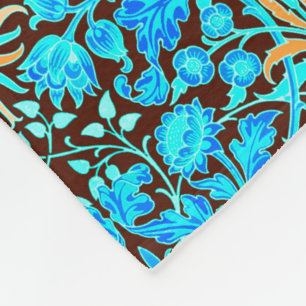 William Morris Hyacinth Print, Aqua en Brown Fleece Deken