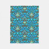 William Morris Hyacinth Print, Aqua en Brown Fleece Deken (Voorkant)