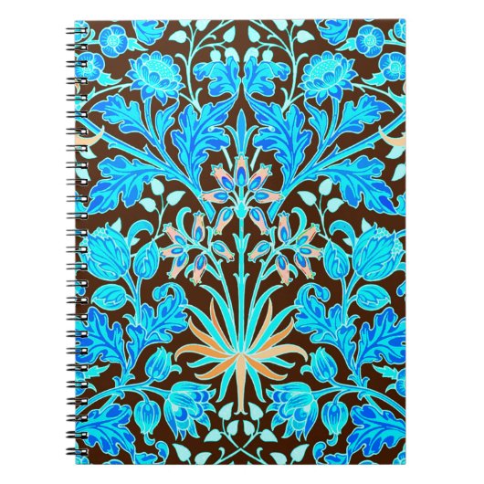 William Morris Hyacinth Print, Aqua en Brown Notitieboek (Voorkant)