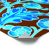William Morris Hyacinth Print, Aqua en Brown Poster (Hoek)