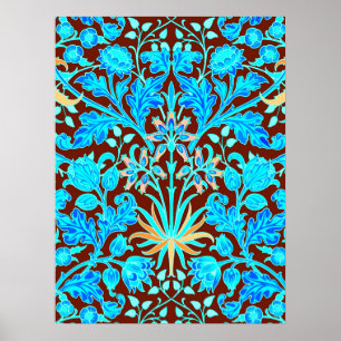 William Morris Hyacinth Print, Aqua en Brown Poster