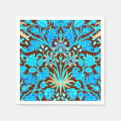 William Morris Hyacinth Print, Aqua en Brown Servetten (Voorkant)
