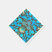 William Morris Hyacinth Print, Aqua en Brown Servetten (Hoek)