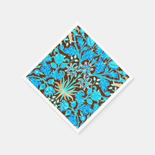 William Morris Hyacinth Print, Aqua en Brown Servetten (Hoek)