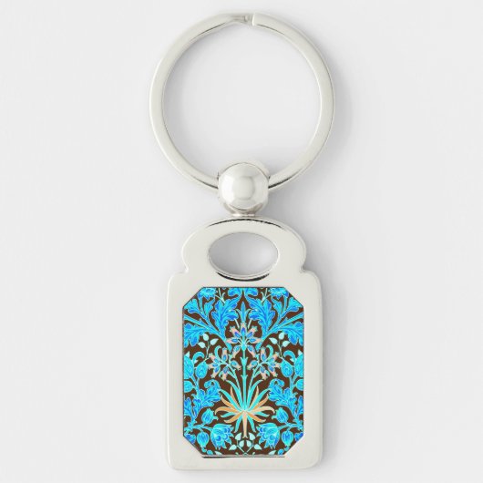 William Morris Hyacinth Print, Aqua en Brown Sleutelhanger (Voorkant)