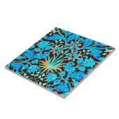 William Morris Hyacinth Print, Aqua en Brown Tegeltje (Zijkant)
