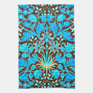 William Morris Hyacinth Print, Aqua en Brown Theedoek