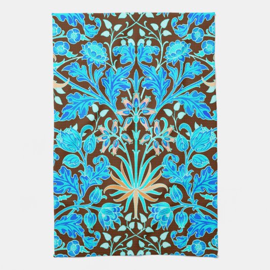 William Morris Hyacinth Print, Aqua en Brown Theedoek (Verticaal)