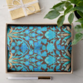 William Morris Hyacinth Print, Aqua en Brown Tissuepapier (Geschenk)