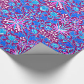 William Morris Hyacinth Print, Aqua en Paars Cadeaupapier (Hoek)