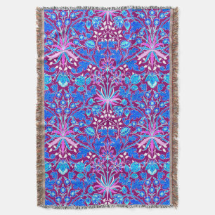 William Morris Hyacinth Print, Aqua en Paars Deken