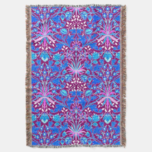 William Morris Hyacinth Print, Aqua en Paars Deken (Voorkant Verticaal)