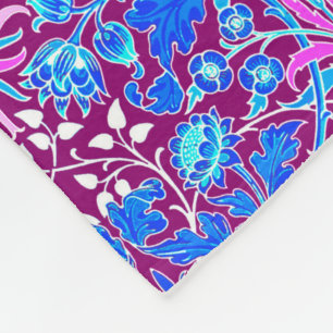 William Morris Hyacinth Print, Aqua en Paars Fleece Deken