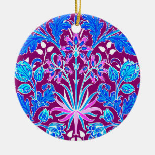 William Morris Hyacinth Print, Aqua en Paars Keramisch Ornament