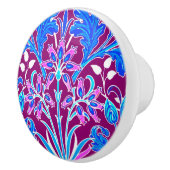 William Morris Hyacinth Print, Aqua en Paars Keramische Knop (Rechts)