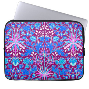 William Morris Hyacinth Print, Aqua en Paars Laptop Sleeve