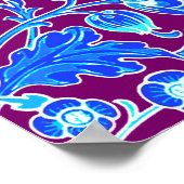 William Morris Hyacinth Print, Aqua en Paars Poster (Hoek)