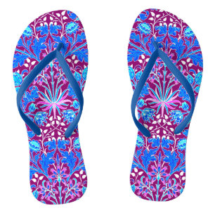 William Morris Hyacinth Print, Aqua en Paars Teenslippers